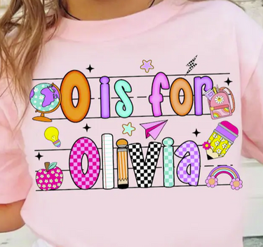 Preppy Girls Custom Name T-Shirt *Back to School Sale*